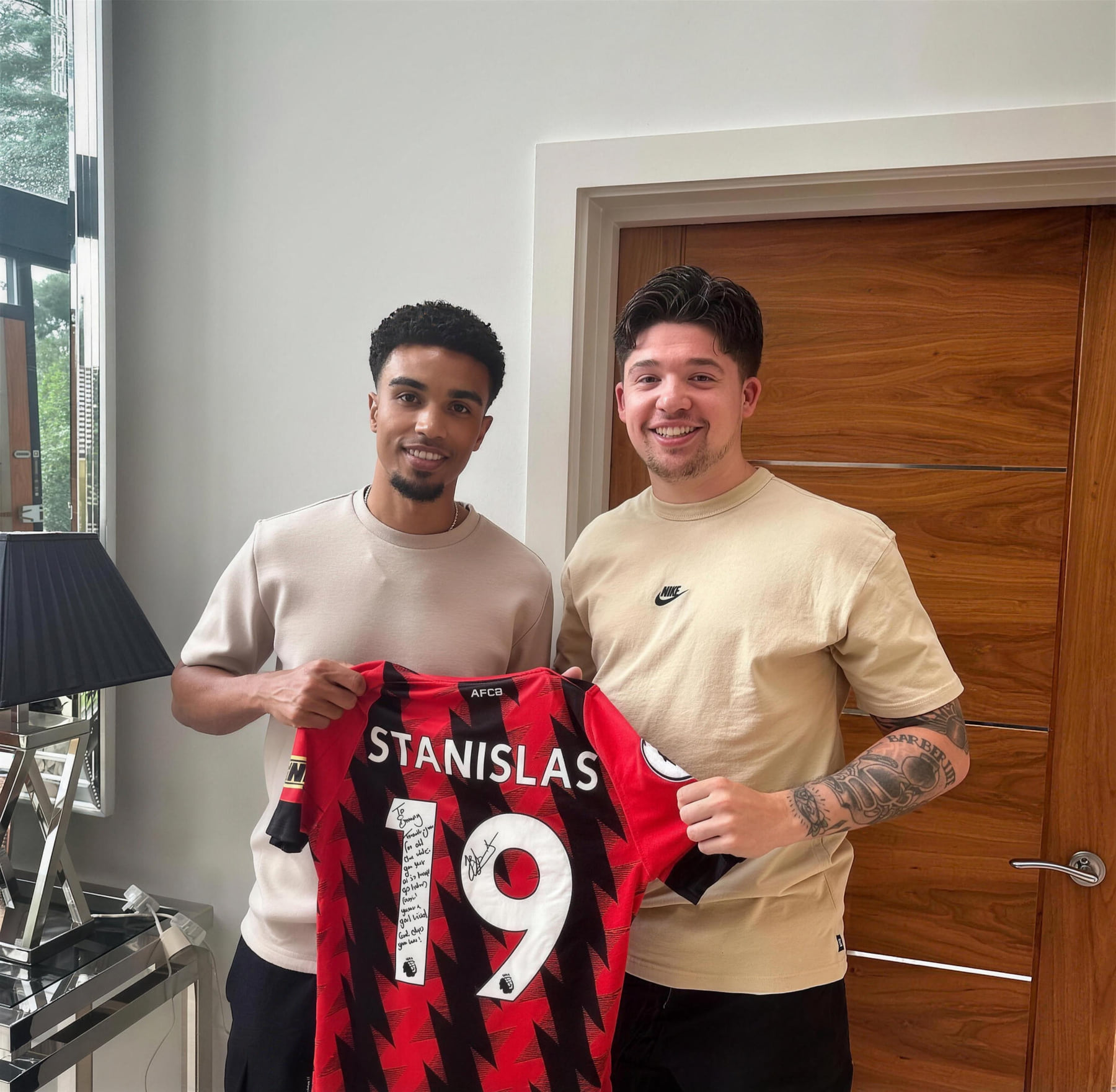A footballer at Benny's Barbershop