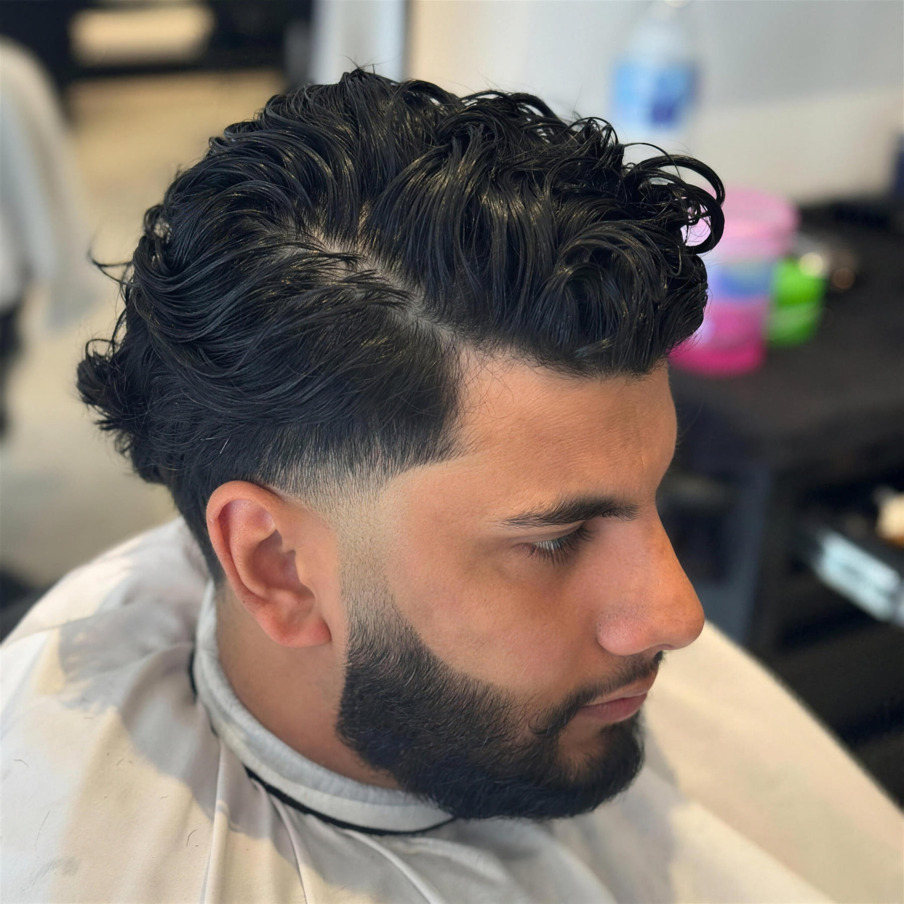 A wavy top with a shaped beard, finished at Benny's